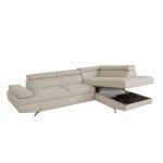 Divano angolare destro Julie con letto estraibile e contenitore in tessuto Barrel 04 beige