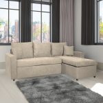 Divano con penisola reversibile Golf e letto estraibile tessuto cappuccino Barrel 09