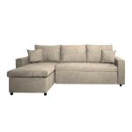 Divano con penisola reversibile Golf e letto estraibile tessuto cappuccino Barrel 09