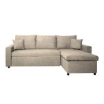 Divano con penisola reversibile Golf e letto estraibile tessuto cappuccino Barrel 09