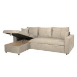 Divano con penisola reversibile Golf e letto estraibile tessuto cappuccino Barrel 09