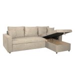 Divano con penisola reversibile Golf e letto estraibile tessuto cappuccino Barrel 09