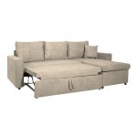Divano con penisola reversibile Golf e letto estraibile tessuto cappuccino Barrel 09