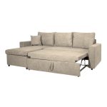 Divano con penisola reversibile Golf e letto estraibile tessuto cappuccino Barrel 09