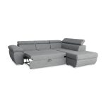 Divano letto Fiona angolare con penisola destra e pouf contenitore in tessuto Aragon 83 grigio