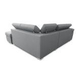 Divano letto Fiona angolare con penisola destra e pouf contenitore in tessuto Aragon 83 grigio