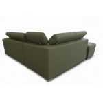 Divano letto Fiona angolare con penisola sinistra e pouf contenitore in tessuto Aragon 39 verde oliva