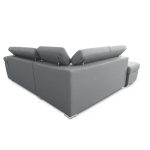 Divano letto Fiona angolare con penisola sinistra e pouf contenitore in tessuto Aragon 83 grigio
