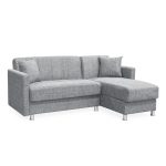 Divano letto Oasis con penisola contenitore reversibile in tessuto Mina 14 grigio