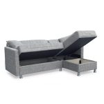 Divano letto Oasis con penisola contenitore reversibile in tessuto Mina 14 grigio