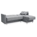 Divano letto Oasis con penisola contenitore reversibile in tessuto Mina 14 grigio