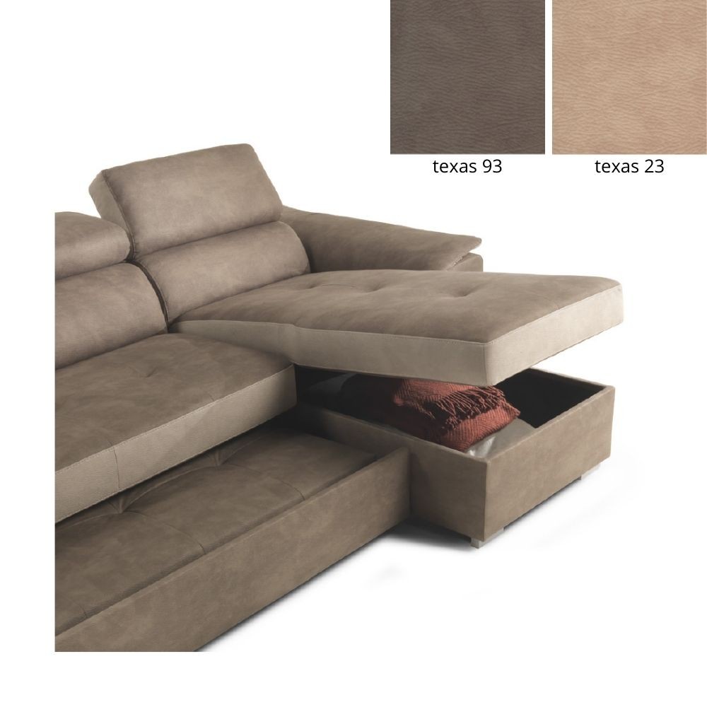 Divano letto Symposio con penisola marrone beige