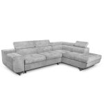 Divano letto angolare Casablanca con penisola contenitore destra in tessuto Aragon 80 grigio chiaro