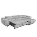 Divano letto angolare Casablanca con penisola contenitore destra in tessuto Aragon 80 grigio chiaro