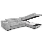 Divano letto angolare Casablanca con penisola contenitore destra in tessuto Aragon 80 grigio chiaro