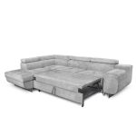 Divano letto angolare Casablanca con penisola contenitore sinistra in tessuto Aragon 80 grigio chiaro