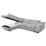 Divano letto angolare Casablanca con penisola contenitore sinistra in tessuto Aragon 80 grigio chiaro