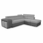 Divano letto angolare Sophie con penisola destra con pouf contenitore e 2 pouf estraibili in Giulia 9713 e Giulia 9712