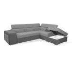 Divano letto angolare Sophie con penisola destra con pouf contenitore e 2 pouf estraibili in Giulia 9713 e Giulia 9712