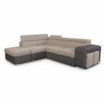 Divano letto angolare Sophie con penisola sinistra con pouf contenitore e 2 pouf estraibili in Aragon 20 e Aragon 97