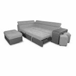 Divano letto angolare Sophie con penisola sinistra con pouf contenitore e 2 pouf estraibili in Giulia 9713 e Giulia 9712