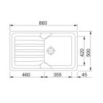 Lavello 1 vasca con gocciolatoio reversibile Franke CUG 611 in fragranite bianco