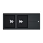 Lavello 2 vasche con gocciolatoio reversibile Franke 116x50 BFG 621 in fragranite nero