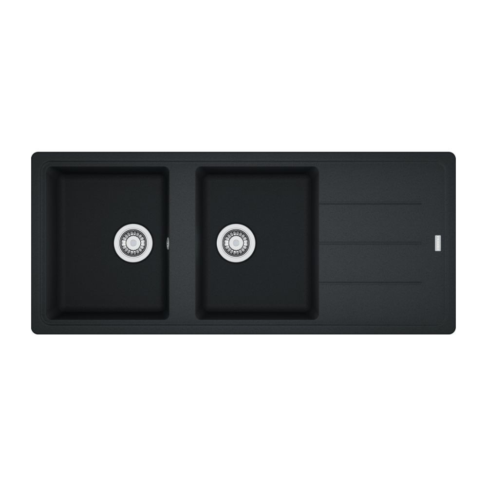 Lavello 2 vasche con gocciolatoio reversibile Franke 116x50 BFG 621 in fragranite nero