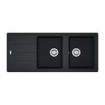 Lavello 2 vasche con gocciolatoio reversibile Franke 116x50 BFG 621 in fragranite nero