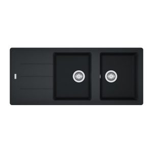 Lavello 2 vasche con gocciolatoio reversibile Franke 116x50 BFG 621 in fragranite nero