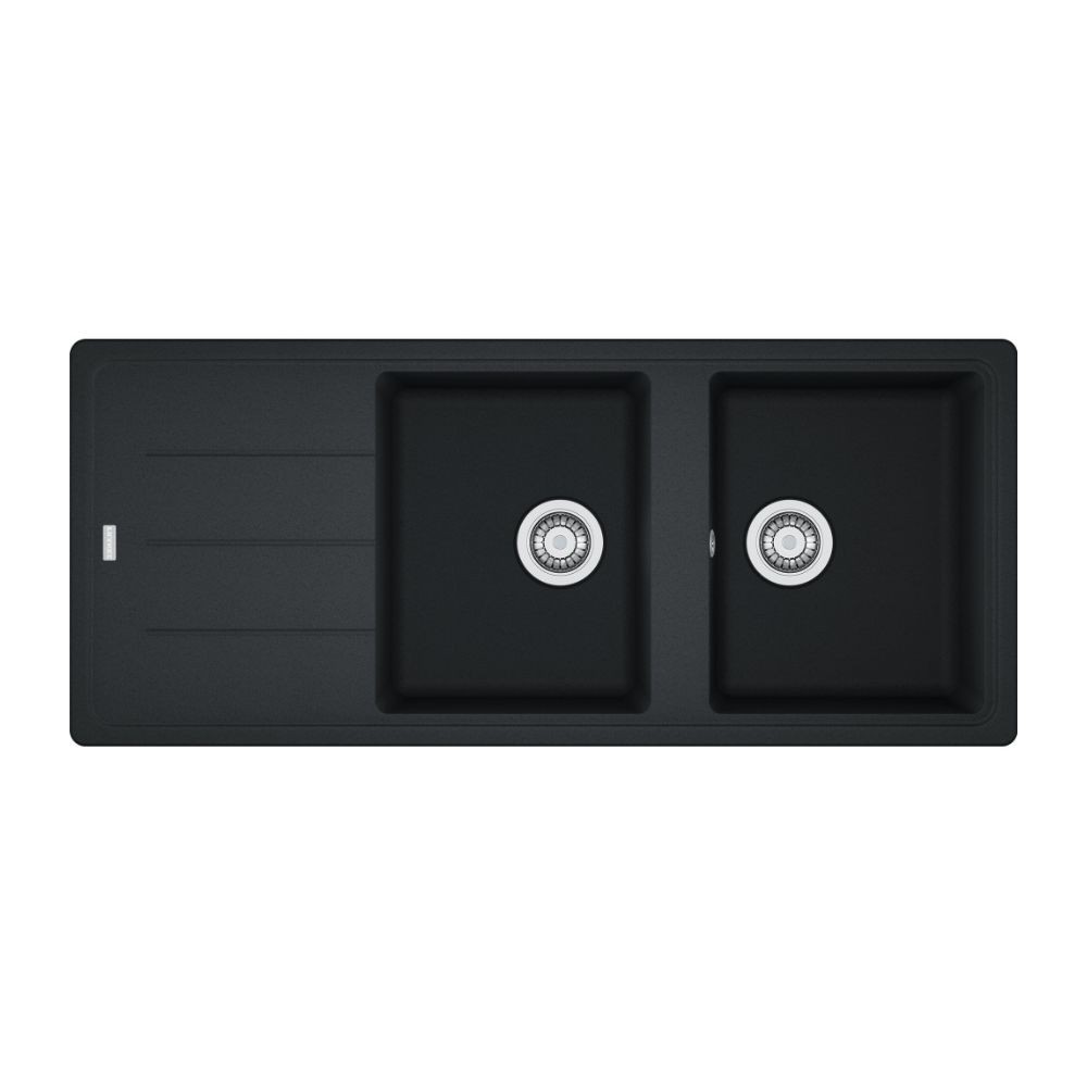 Lavello 2 vasche con gocciolatoio reversibile Franke 116x50 BFG 621 in fragranite nero