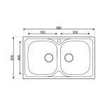 Lavello 86x50 2 vasche SA322