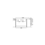 Lavello appoggio 50 series 120x50 cm 2 vasche SA127 destro