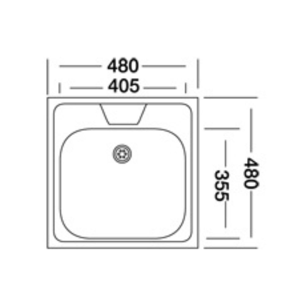 Lavello incasso monostampo N244KR 1 vasca 48x48 cm. inox