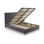 Letto matrimoniale contenitore Clup Monaco tessuto grigio scuro