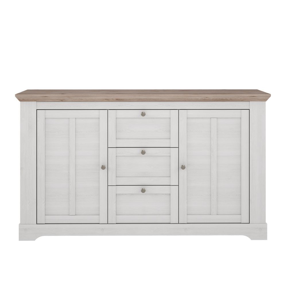 Madia Forma con 3 cassetti e 2 ante colore rovere neve e piano olmo scuro