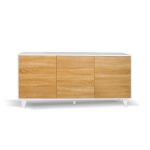 Madia Nimes Moran struttura colore bianco effetto lucido con 3 ante colore rovere
