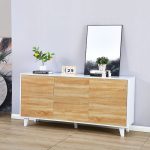 Madia Nimes Moran struttura colore bianco effetto lucido con 3 ante colore rovere