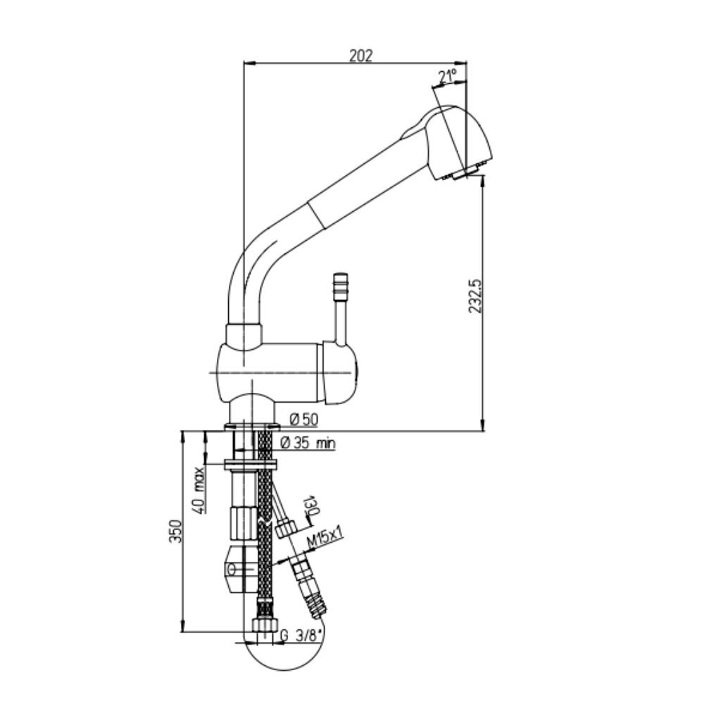 Miscelatore monoforo lavello doccia estraibile Paini 64CN566 cromo