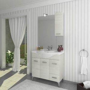 Mobile bagno Bolsena 85 con specchio bianco rovere