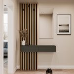 Mobile ingresso Elois con 3 ganci appendi abiti e specchio in colore antracite e rovere