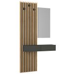 Mobile ingresso Elois con 3 ganci appendi abiti e specchio in colore antracite e rovere