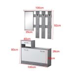 Mobile ingresso Rudolf XL con specchio e scarpiera colore rovere e beige