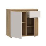 Mobile multiuso Neutra 1 cassetto e 2 ante con dettaglio cannettato in rovere e cashmere