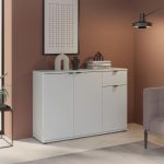 Mobile multiuso Segno con tre ante e 1 cassetto L 120 cm colore grigio chiaro