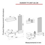 Parete attrezzata Dumont con base con 2 ante a ribalta e mensole a vista in bianco e rovere