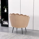 Poltrona a conchiglia Orel in velluto UF910-1 beige e gambe nero