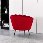 Poltrona a conchiglia Orel in velluto UF910-11 rosso e gambe nere
