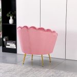 Poltrona a conchiglia Orel in velluto UF910-7 rosa e gambe oro