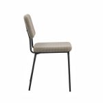 Sedia Juno in tessuto Aragon 20 taupe e struttura in metallo nero set 4 pezzi